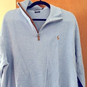 Polo Ralph Lauren Estate Rib Quarter zip light blue